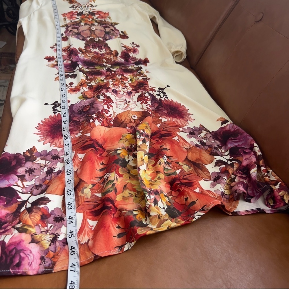 Soft Surroundings Women's Sz M Cream Multi Floral Paulette Maxi Shirt Dress - Picture 11 of 13